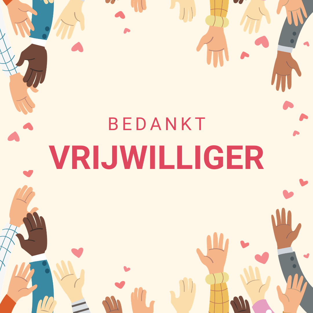 Bedankt vrijwilliger met handen en hartjes rond