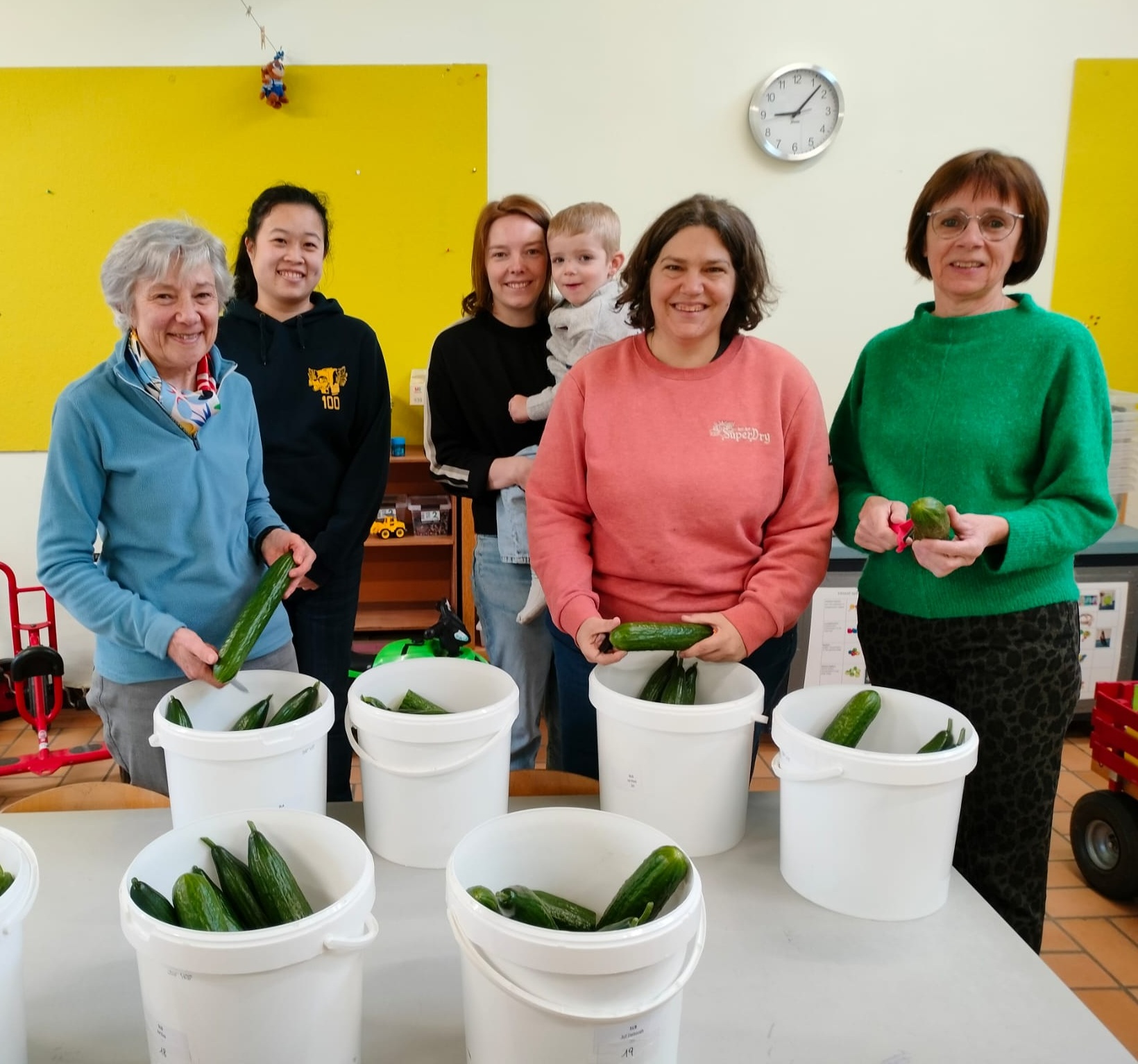 schilouders staan rond komkommers